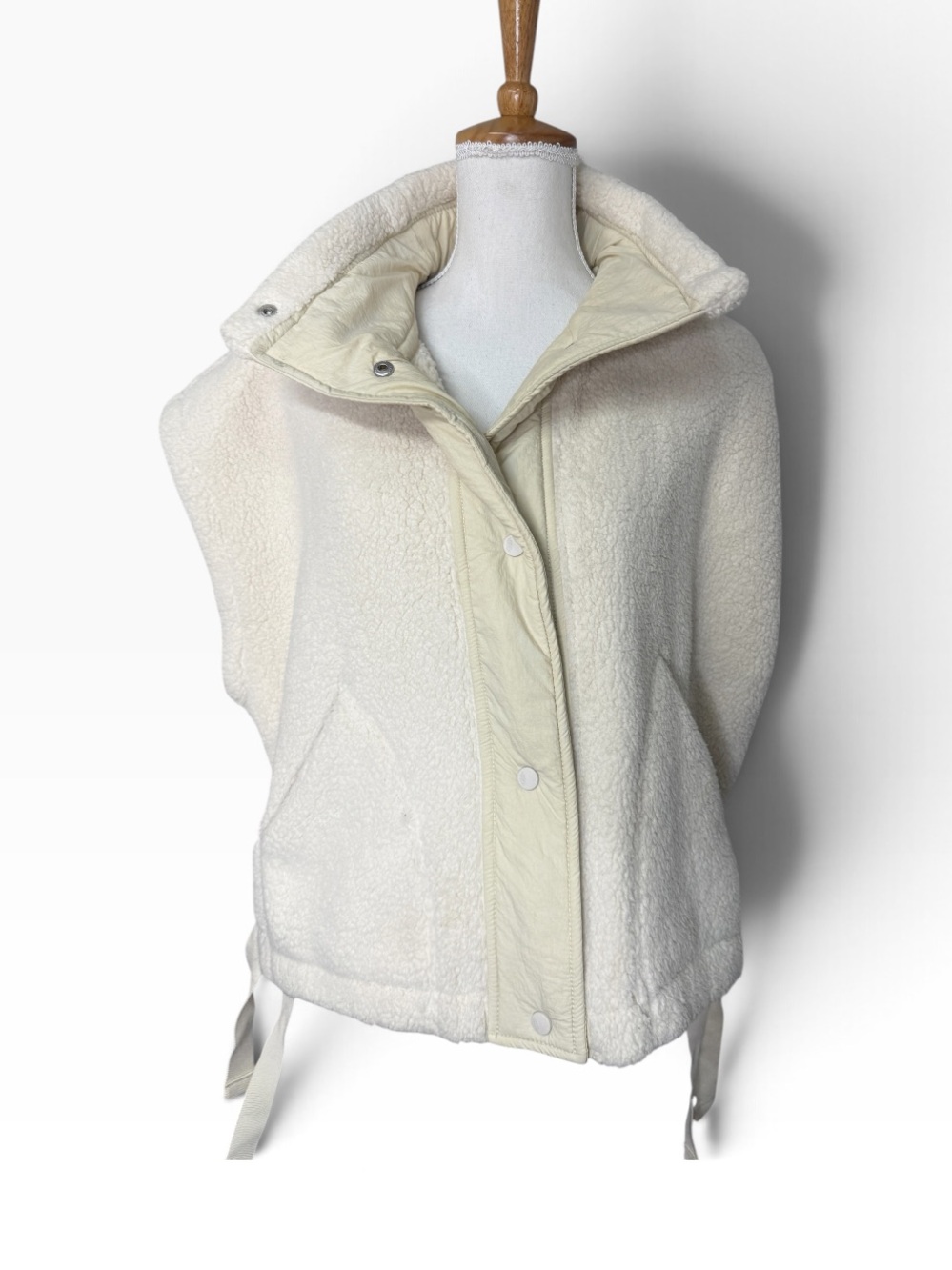 FP Movement Scout It Out Sherpa Hooded Vest Cream oversized small